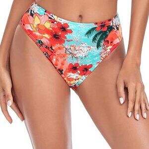 **RELLECIGA** Women's High Cut Bikini Bottom L Tropical